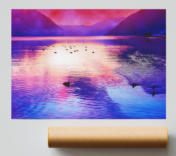 Mountain Lake At Daybreak Print