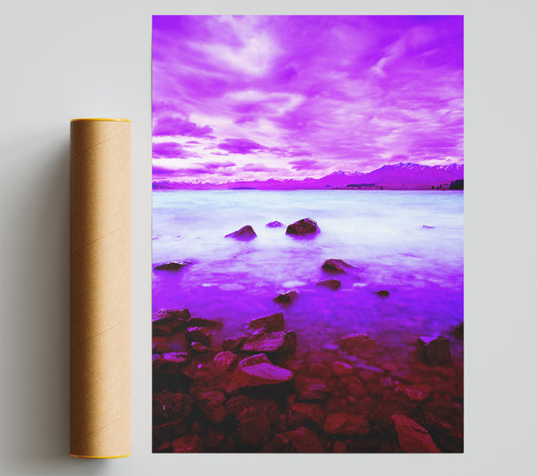 Purple Skies Over The Turquoise Ocean Giclee Print