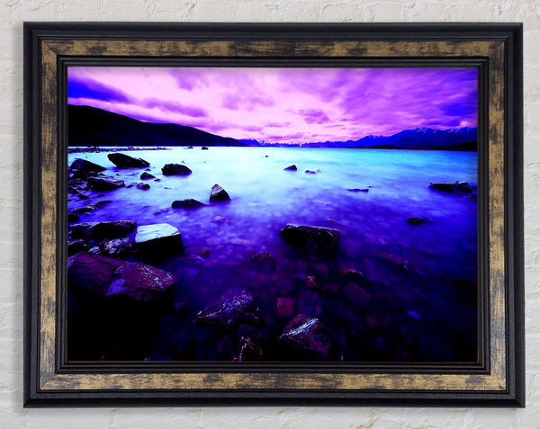 Pink Skies Over The Turquoise Ocean Framed Print