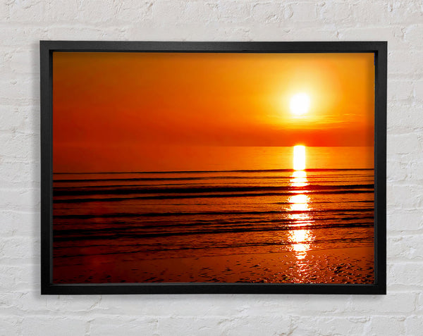 The Oceans Sun Reflection Orange Framed Print