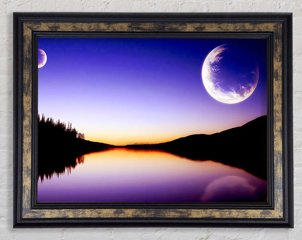 Calm Lake In Another World Purple Framed Print