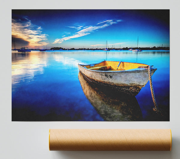 Rustic Rowing Boat Reflections Giclee Print