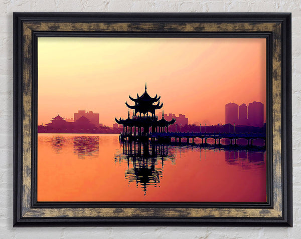 Reflections Of The Far East Peach Framed Print