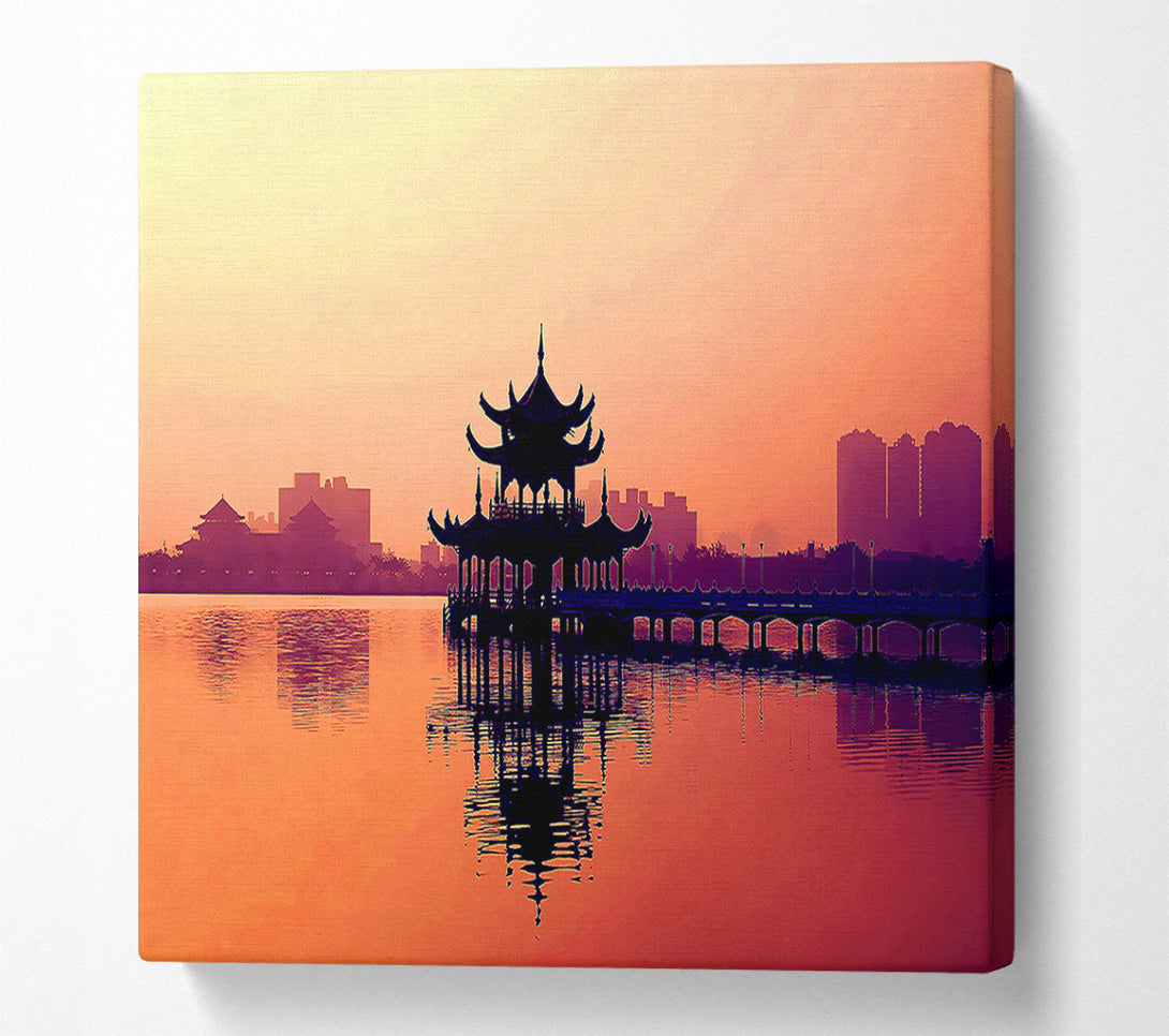  A Canvas Print of Reflections Of The Far East Peach Canvas Art