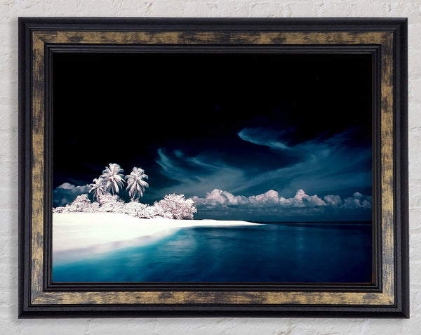 Surreal Hidden Island Blue Framed Print