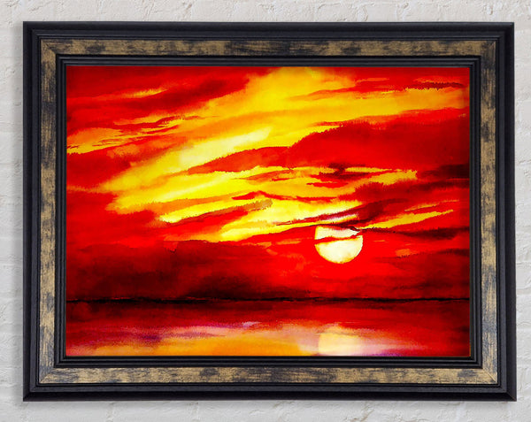 Surreal Red Ocean Skies Framed Print