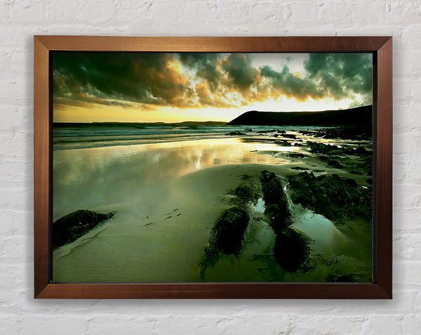 Green Ocean Reflections Framed Print
