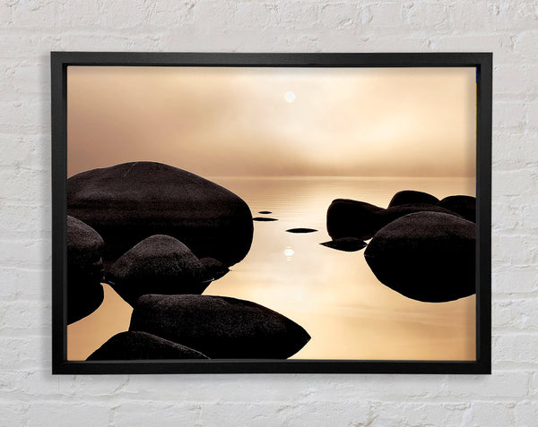 Tranquil Ocean Rocks Framed Print