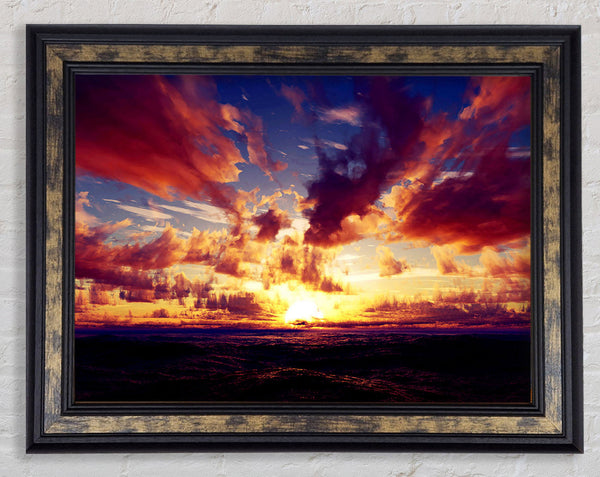Sunset Ocean Skies Framed Print