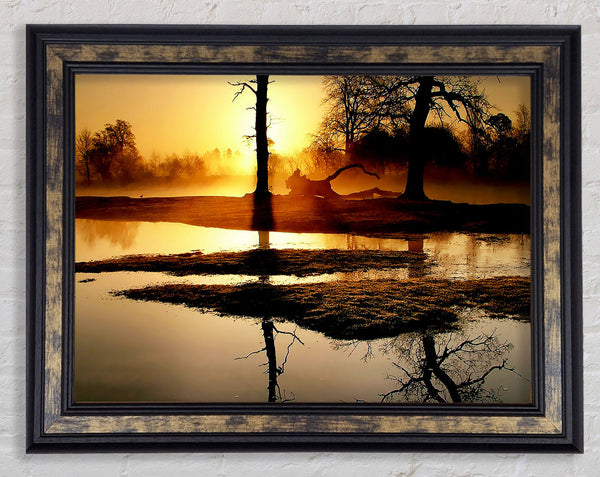 Golden Lake Sunset Framed Print