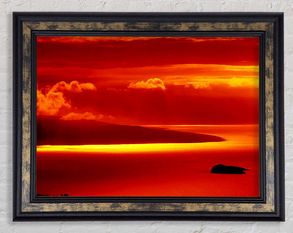 Orange Ocean Glow Framed Print