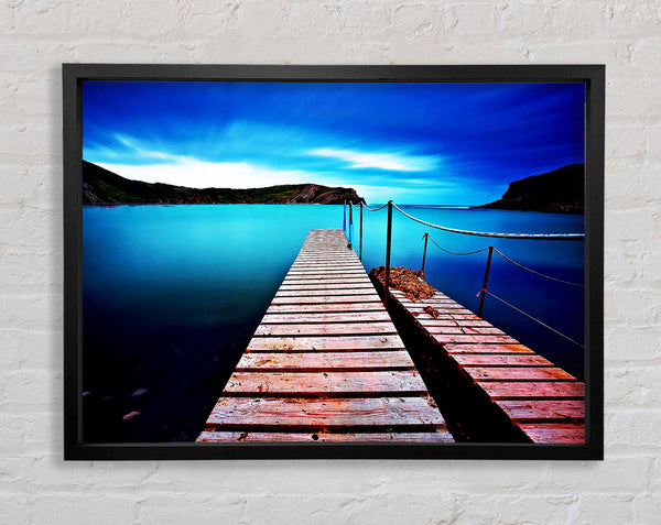 Tranquil Boardwalk Lake Framed Print