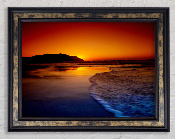 Red Ocean Dusk Framed Print