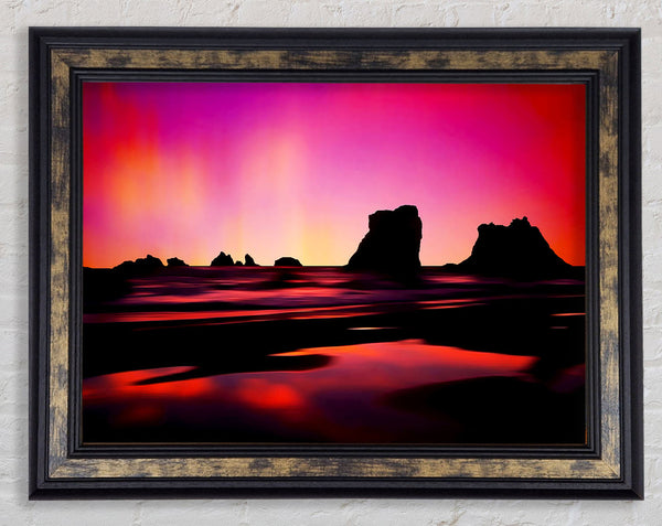 Northern Light Ocean Pink Framed Print