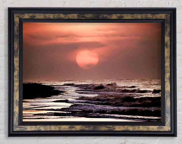 Pink Sunset Ocean Framed Print