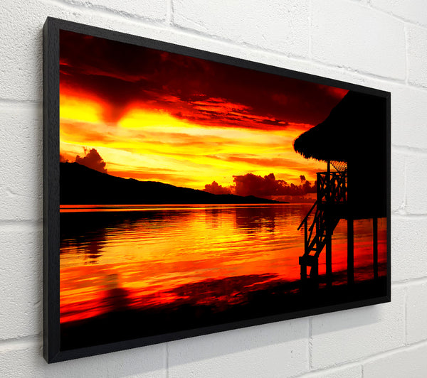 Red Beach Hut Ocean