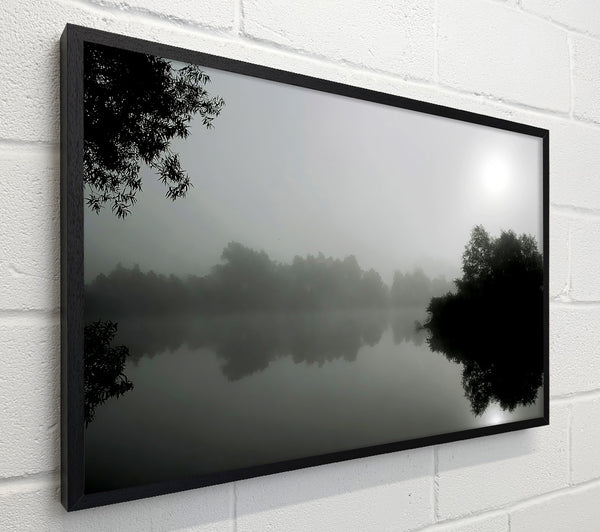 Misty Moonlit River B n W