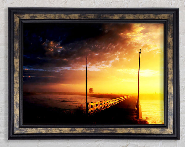 Pier Of The Blazing Sun Framed Print