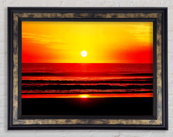 Red Ocean Waves Framed Print