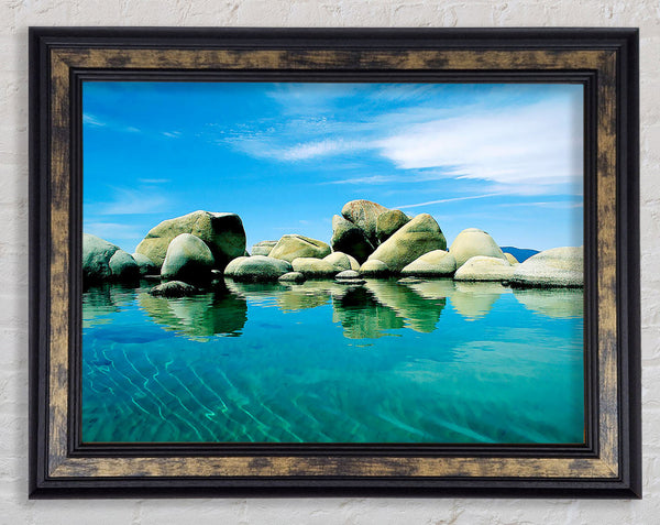 Aqua Rock Pool Framed Print