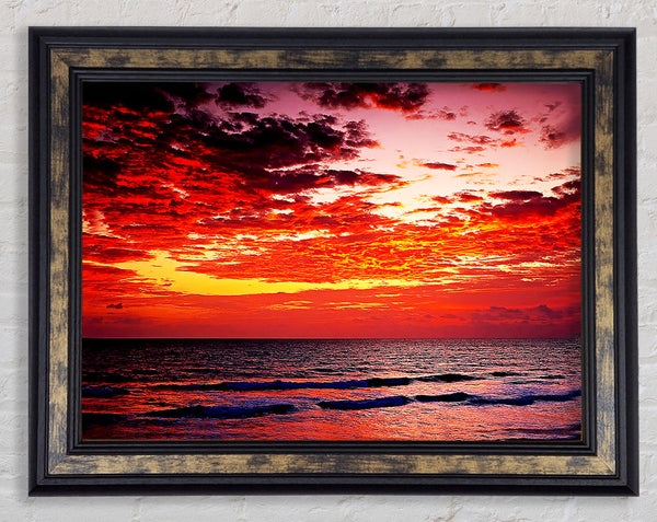 Lava Red Ocean Skies Framed Print
