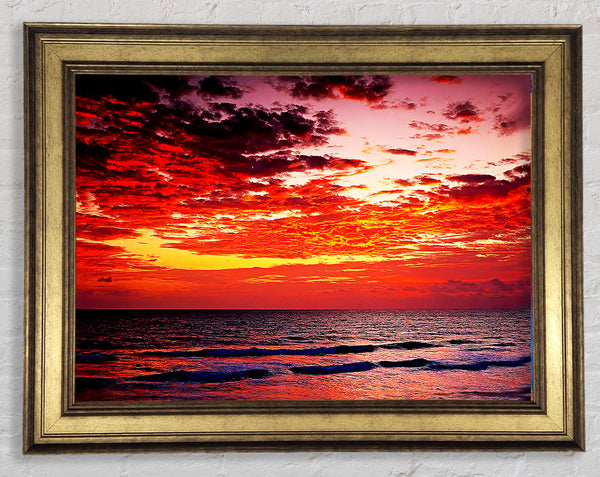 Lava Red Ocean Skies Framed Print
