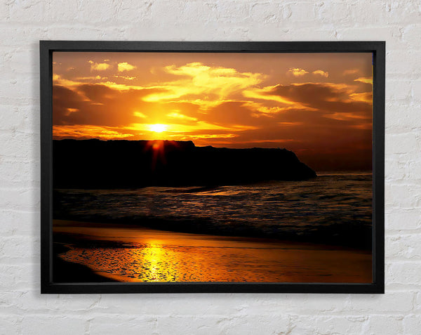 Sunrise Over Ocean Rocks Framed Print