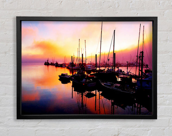 The Harbour At Sunset Framed Print