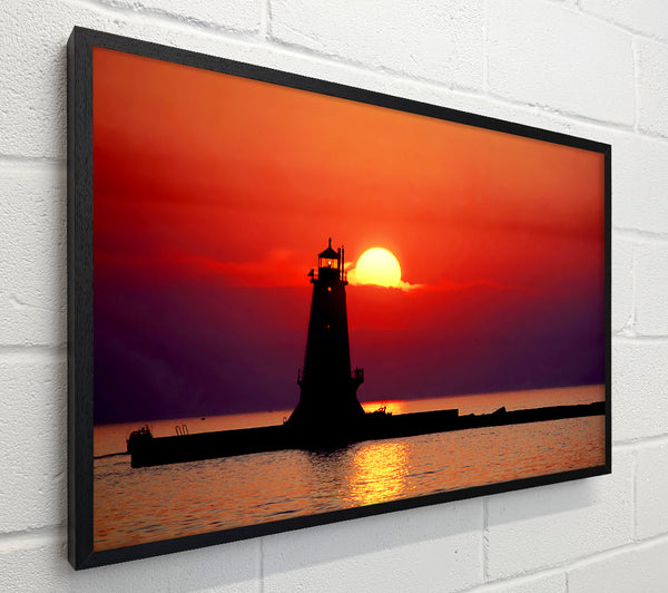 Lighthouse Sunset Red