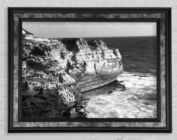 The Waves On The Ocean Cove B n W Framed Print