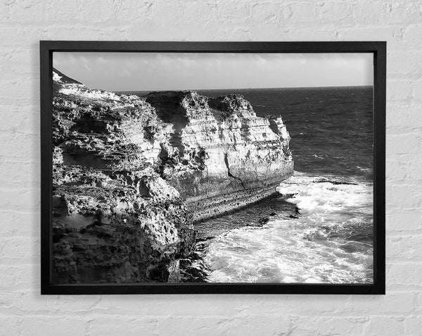 The Waves On The Ocean Cove B n W Framed Print