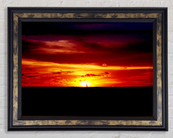 Red Sunset Ocean Framed Print