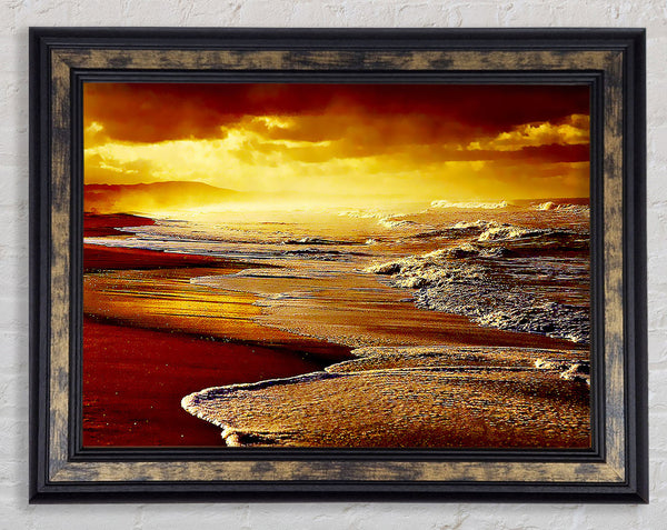 Red Ocean Storm Framed Print
