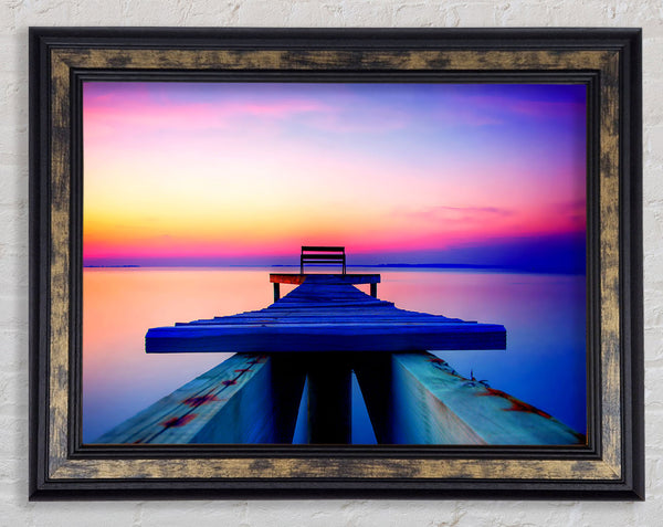 Calming Ocean Pier Framed Print