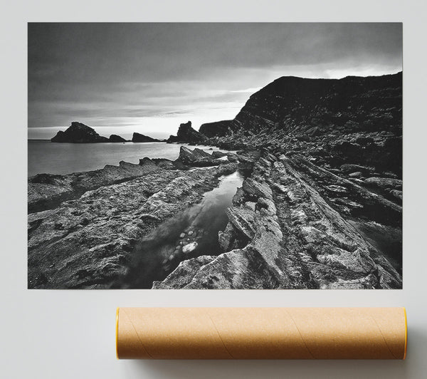 Ocean Rock Formation B N W Print