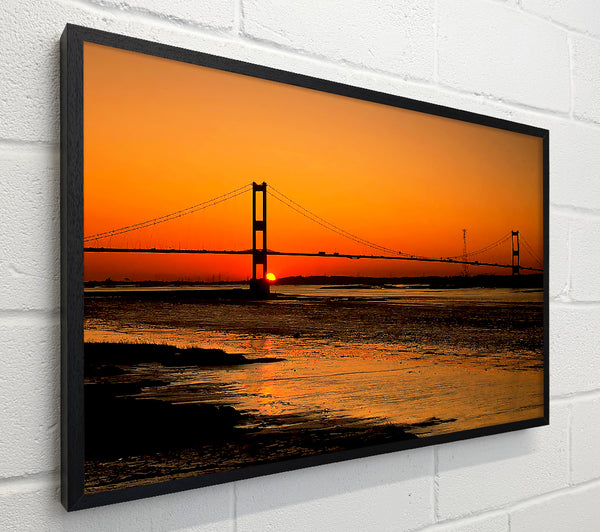 Bridge Afar Orange Sunset