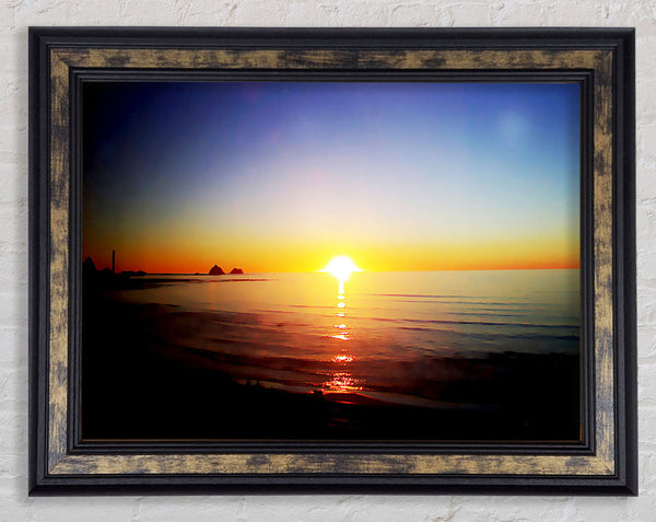 Sun Blaze Around The Ocean Framed Print