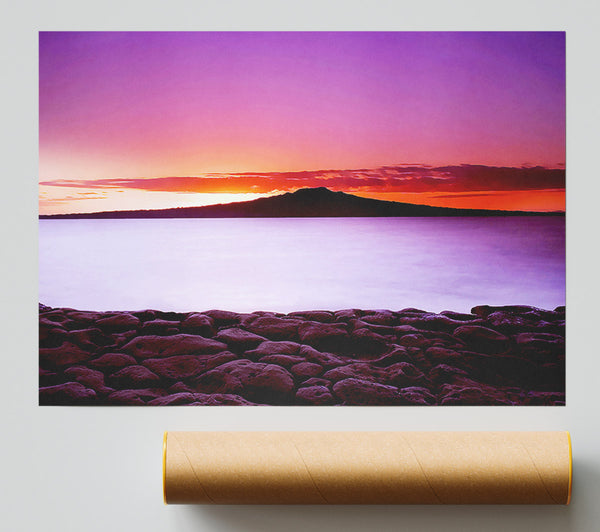 First Light Over The Ocean Rocks Print