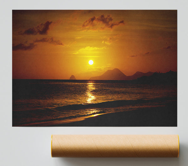Caramel Ocean Sunset Poster