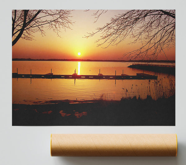 Tranquil Lake Sunrise Poster
