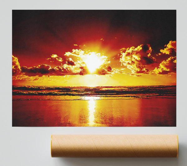 Orange Sunrise Ocean Giclee Print