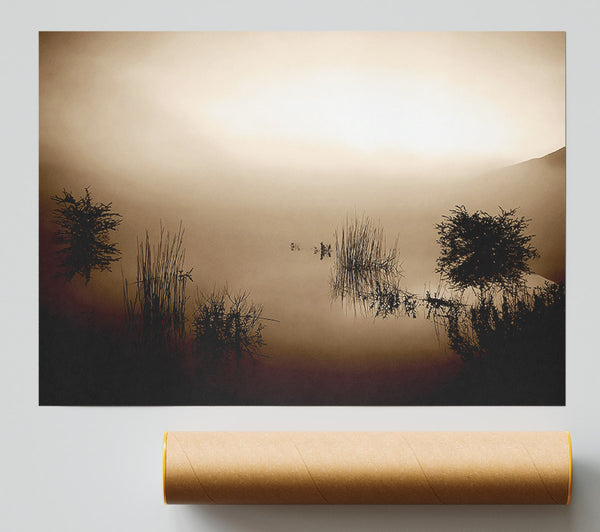 Brown Misty Lake Print