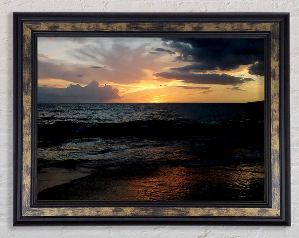 Ocean Sunset Clouds Framed Print