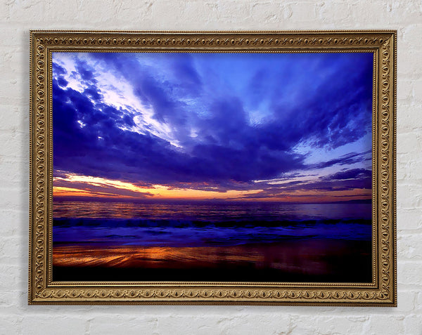 Blue Lilac Sunset Ocean Framed Print