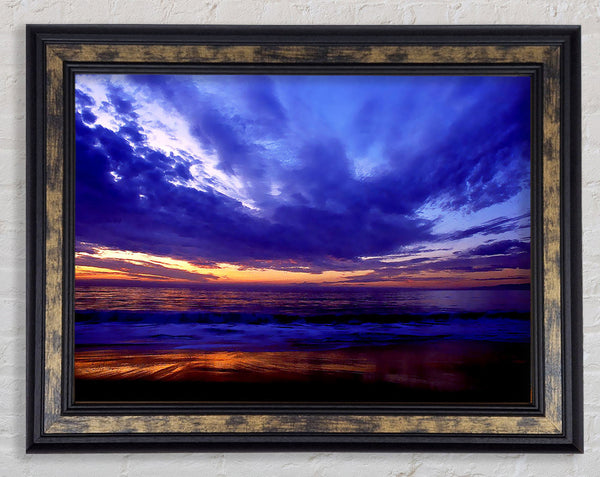 Blue Lilac Sunset Ocean Framed Print