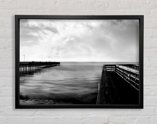 Tranquil Pier B n W Framed Print