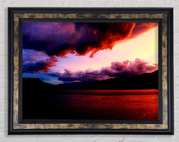 Red Ocean Storm Clouds Framed Print