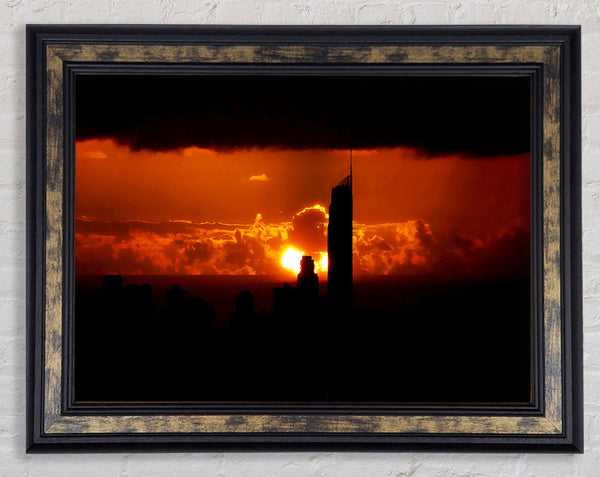 Orange City Dusk Framed Print