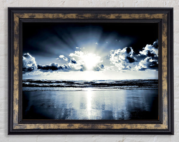 Blue Sunburst Framed Print