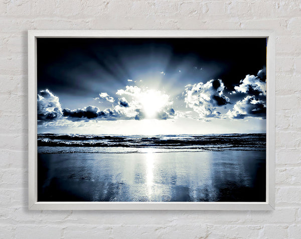 Blue Sunburst Framed Print
